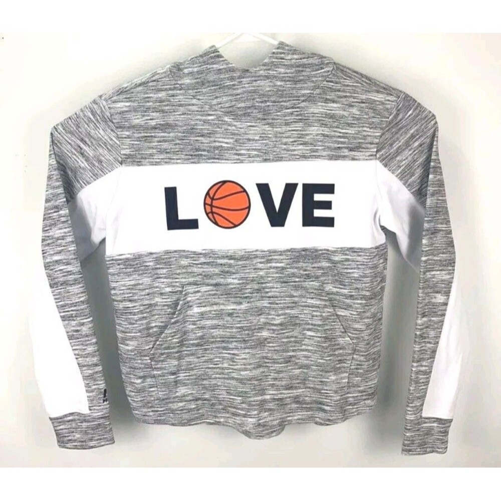 Gray Love Basketball  MU MOVEU Pull Over Women's Size Small Hoodie